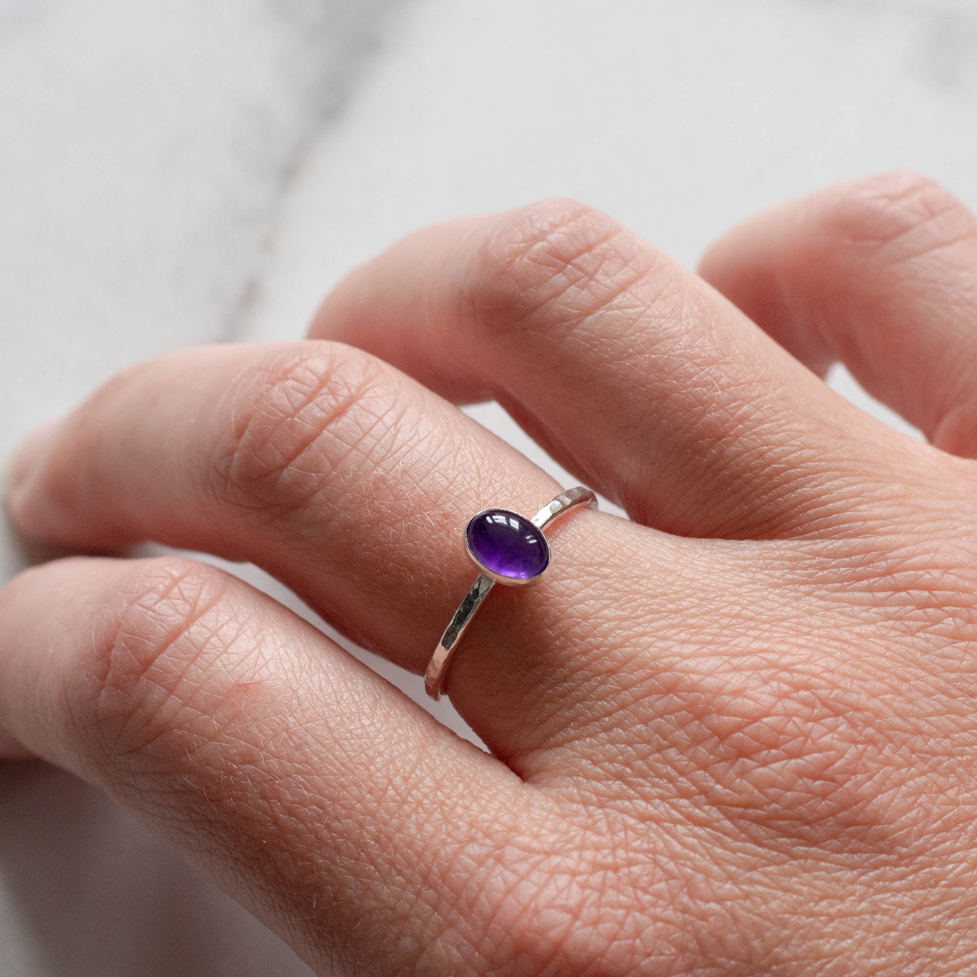 Stunning Design Natural Amethyst Ring with CZ