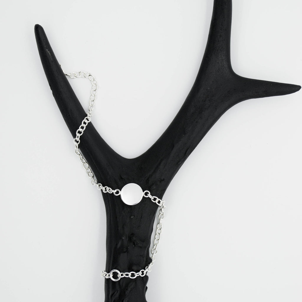 Artemis unique handcrafted jewellery sterling silver moon circle chain bracelet, elegant handmade jewellery