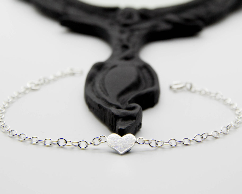 Aphrodite handcrafted jewellery sterling silver heart chain bracelet, unique handmade jewellery